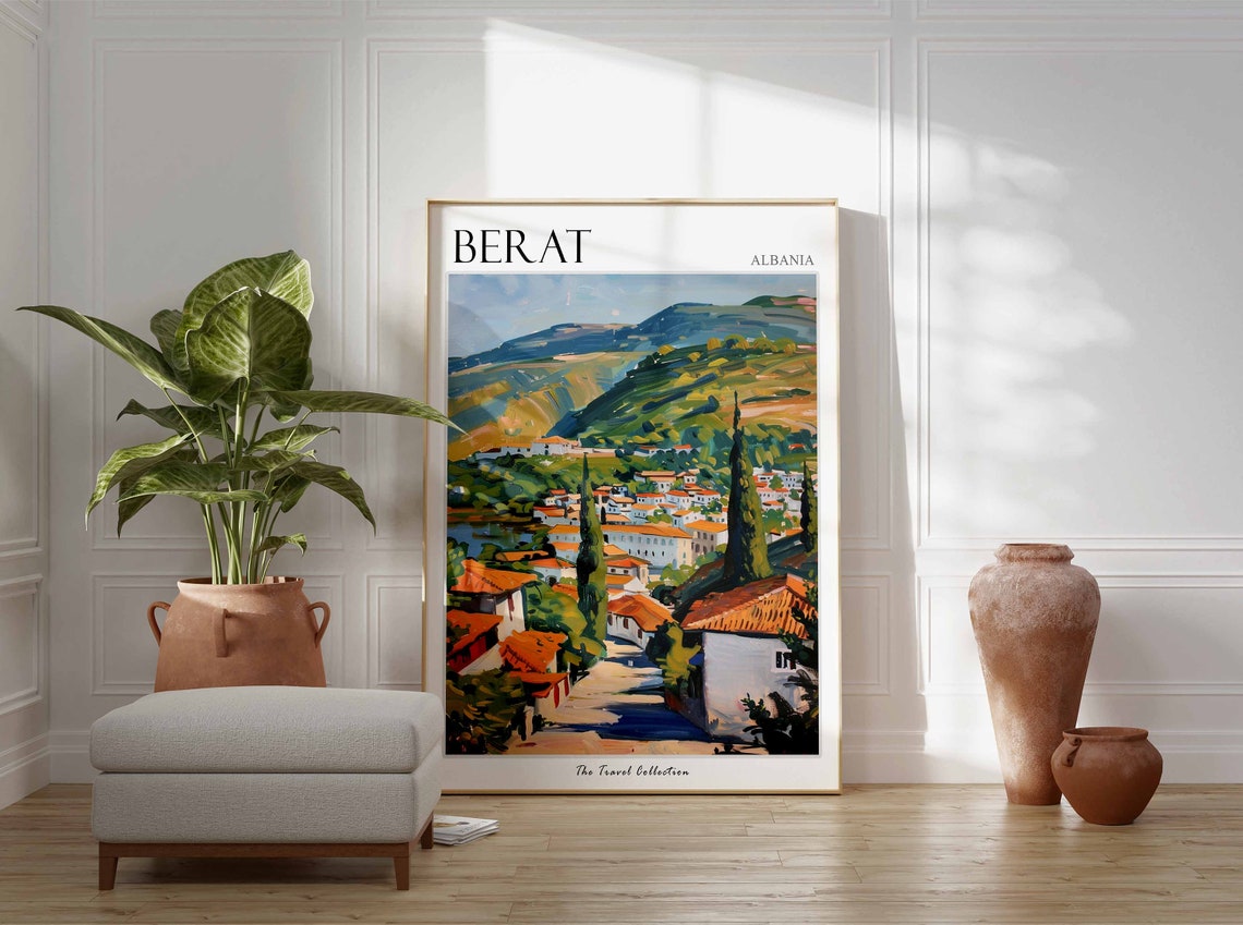 Berat Poster Albania Travel Print Albanian Decor Europe Travel Poster Berat Wall Art European Decor Berat Gift Berat Travel Poster - Image 3