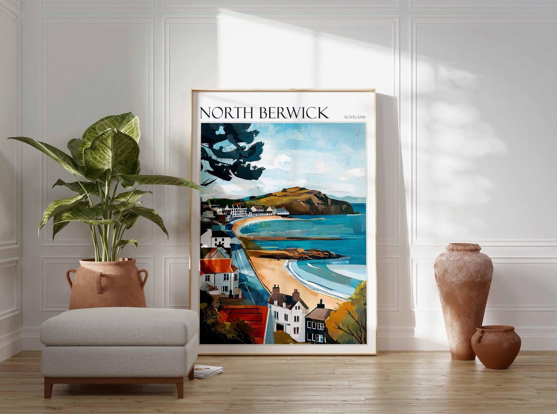 North Berwick Scotland Coastal Bay Scene Vintage Travel Poster - Image 4