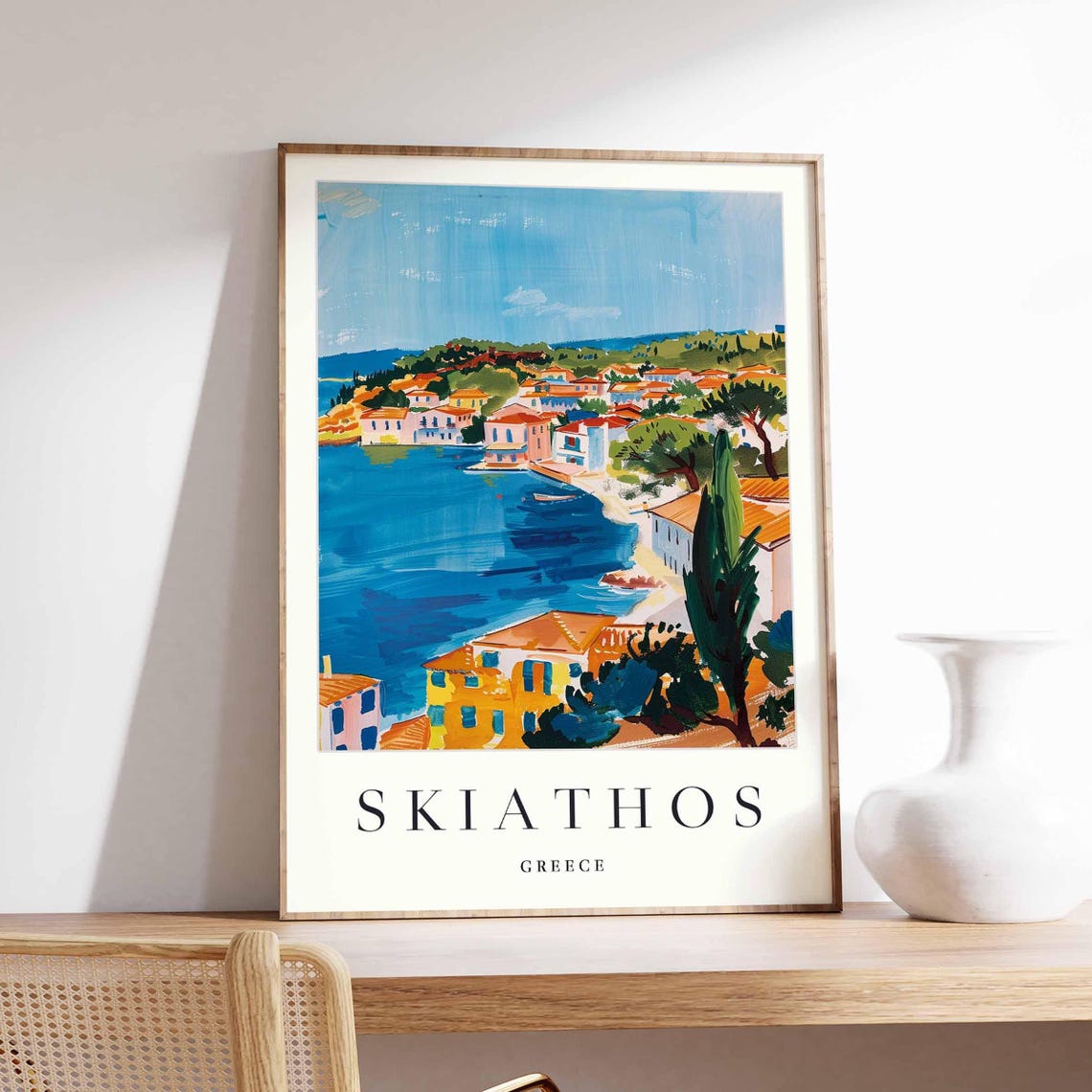 Sorrento Italy Pastel Cliffside Houses Above the Deep Blue Sea Poster