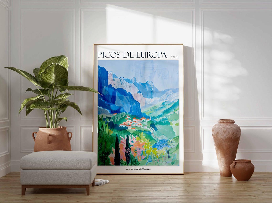 Picos De Europa Poster Spain Travel Print Spanish Decor Europe Travel Poster European Wall Art Picos De Europa Travel Poster - Image 3