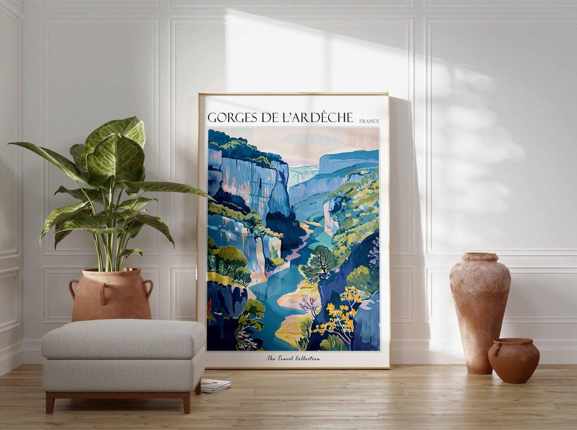 Gorges De Lardche Poster France Travel Print French Decor Europe Travel Poster European Wall Art Gorges De Lardche Travel Poster - Image 3