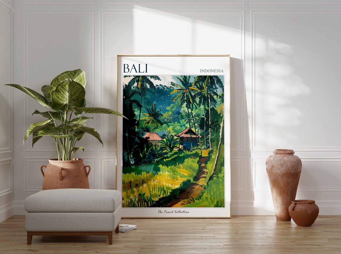 Bali Travel Poster, Tropical Botanical Wall Art - Image 2