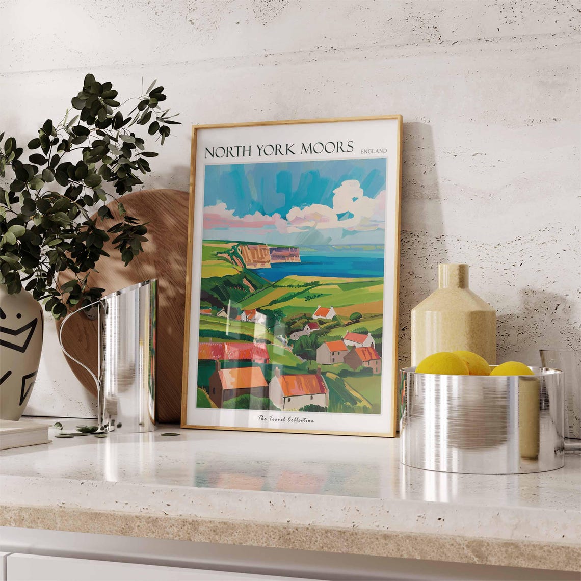 North York Moors England Green Hills Village Coastal View Poster - Image 2