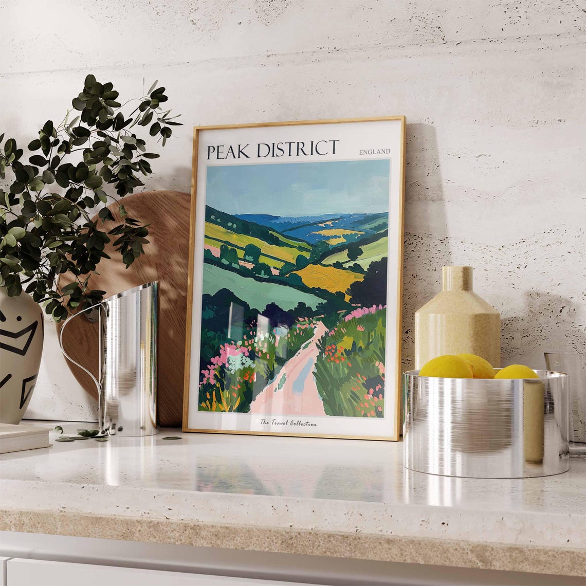 Peak District Wildflower Footpath Valley Summer Travel Poster - Image 3