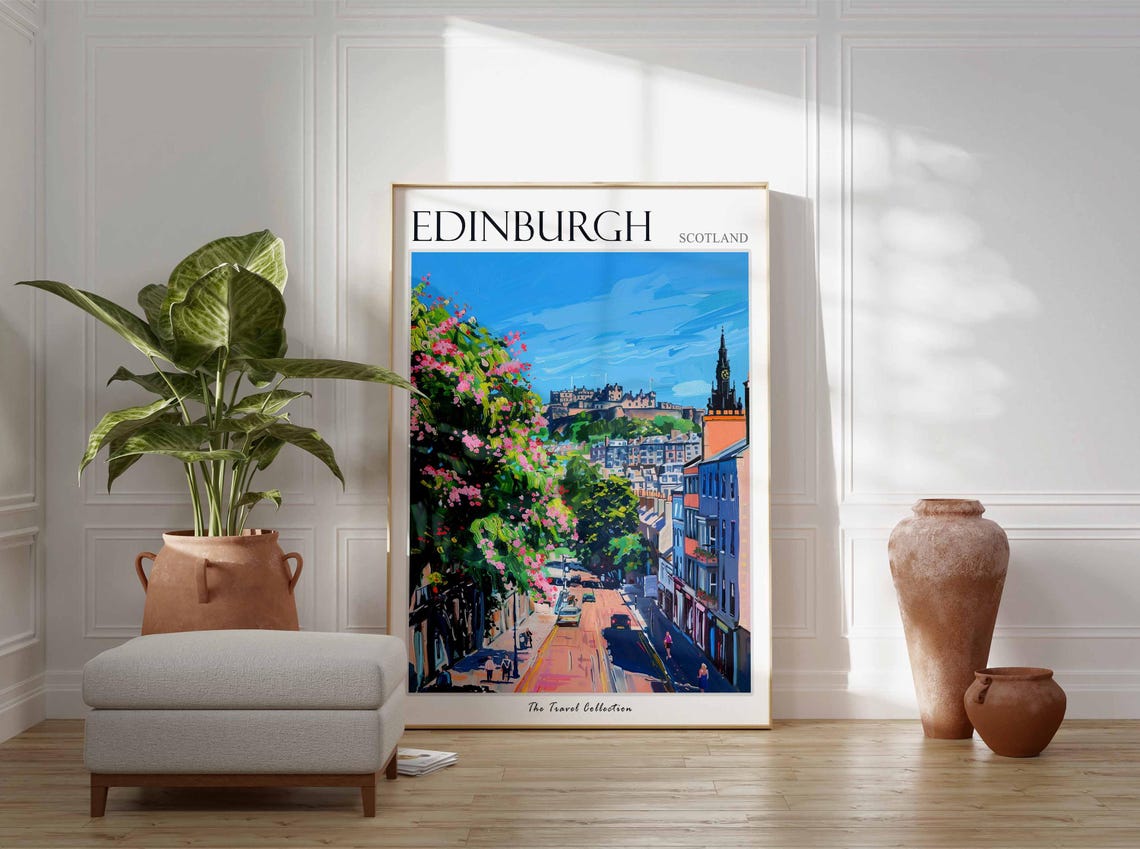 Edinburgh Poster Scotland Travel Print Scottish Decor United Kingdom Travel Poster City Print Edinburgh Gift Edinburgh Travel Poster - Image 3