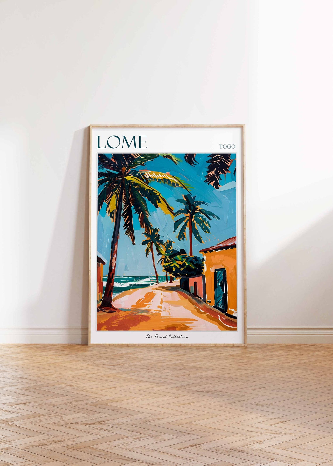 Lome Togo Tropical Beach Palm Trees Ocean Path Travel Poster - Image 2