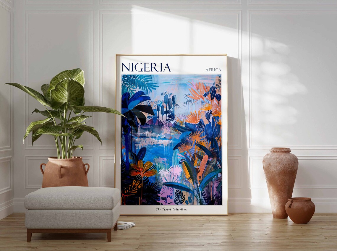 Nigeria Poster Nigeria Travel Print Nigerian Travel Poster African Decor Tropical Decor Botanical Art African Art Nigerian Gift - Image 2