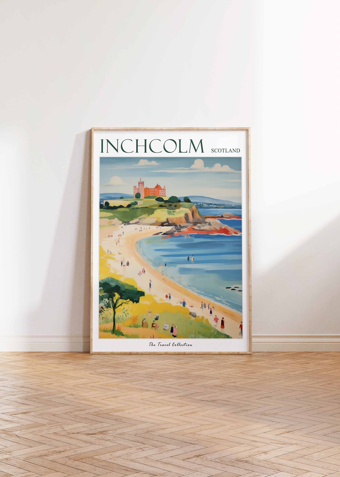 Inchcolm Scotland Castle Headland Sandy Beach Bay View Poster - Image 2