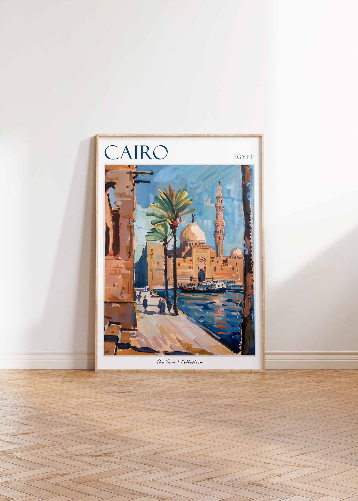 Cairo Egypt Mosque Nile Riverside Palm Trees Travel Art Poster - Image 2