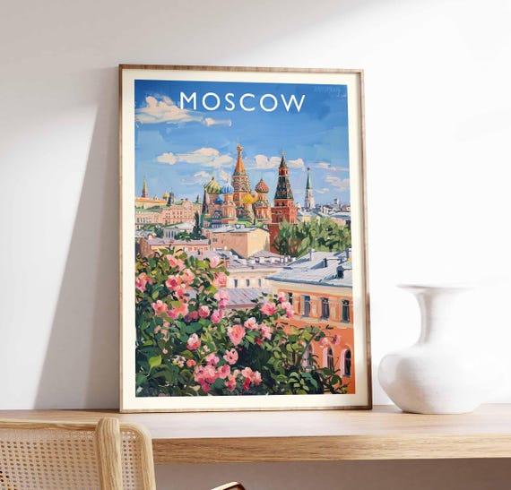Moscow Poster Russia Print City Wall Art Decor Skyline Travel