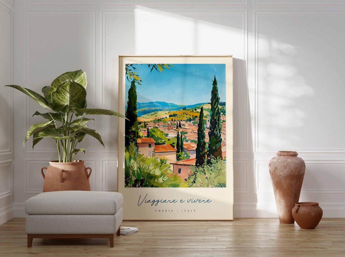Umbria Poster Italian Travel Print Umbria Travel Art Umbria Wall Art Italy Art Italy Travel Decor Italian Travel Gift - Image 3