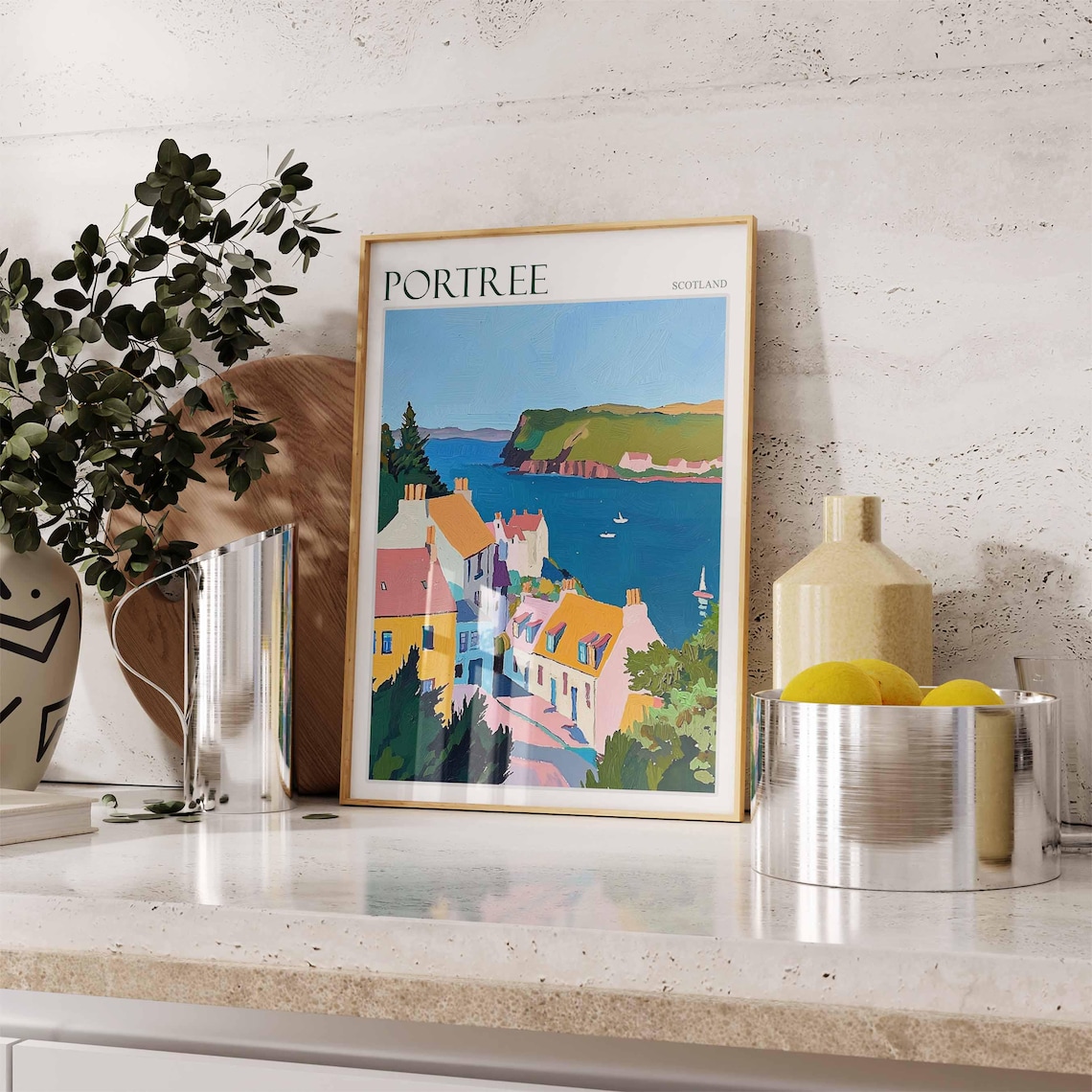 Portree Scotland Rooftop View Over Blue Sea Headland Travel Poster - Image 3
