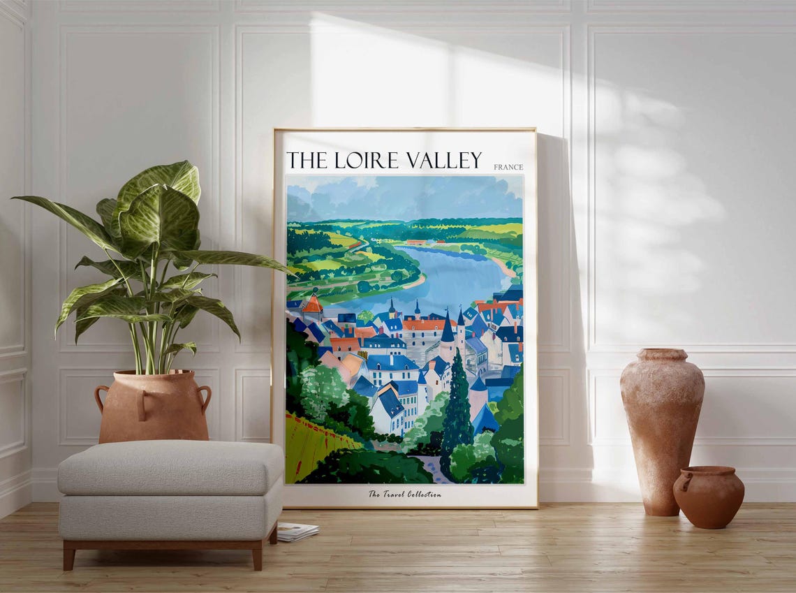 The Loire Valley Blue Roofed Town Riverside View France Poster - Image 3
