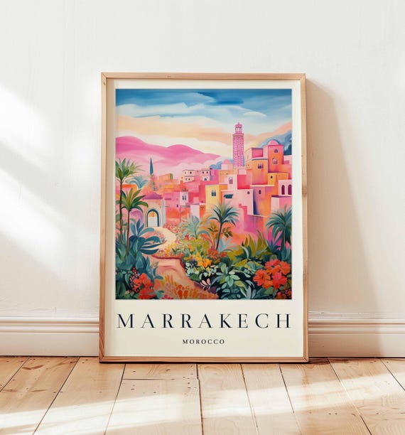Marrakech Poster Morocco Travel Print North Africa Wall Art Souk Decor Marrakechtravel Gift Marrakechdecor