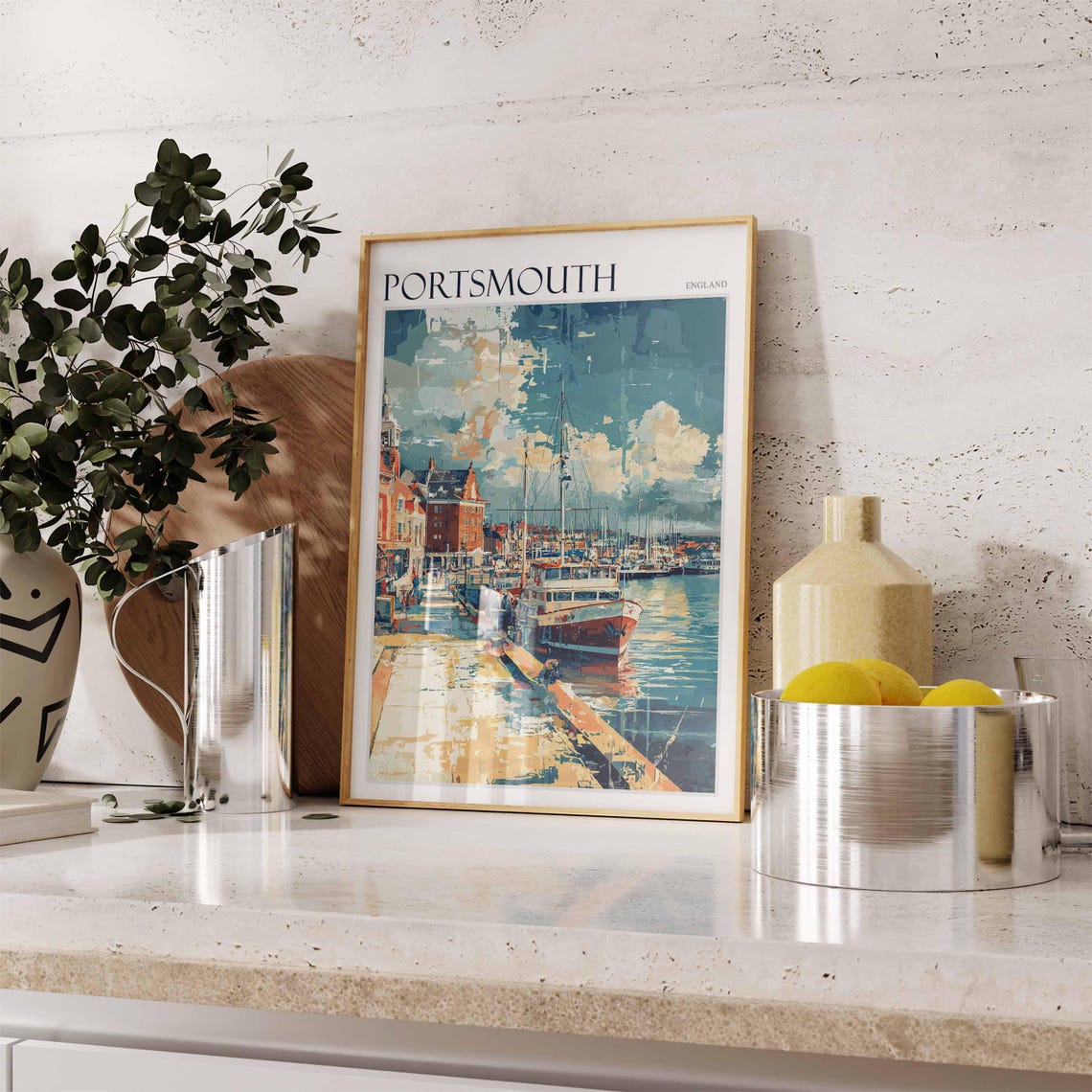 Portsmouth Poster Uk Travel Poster Coastal Wall Art British Decor Uk Home Decor Portsmouth Wall Art Portsmouth Travel Print Uk Print - Image 3