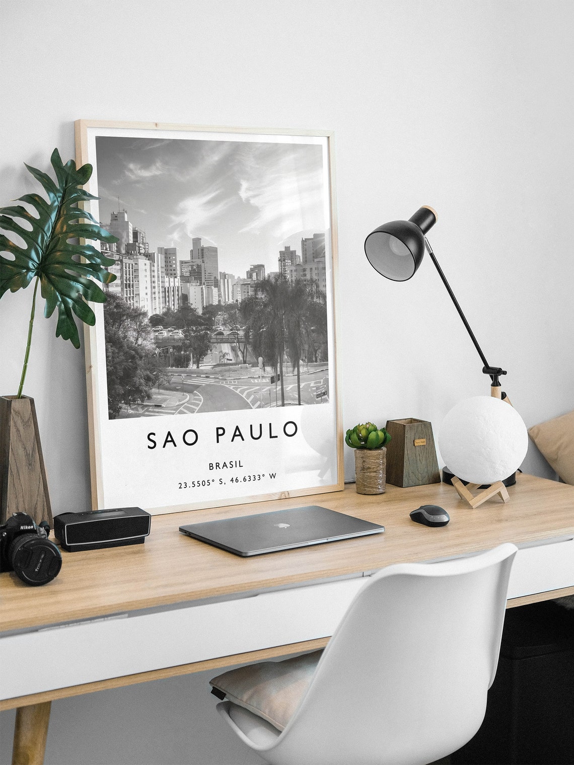 Sao Paulo Brazil Black and White City Skyline Photography Poster - Image 3