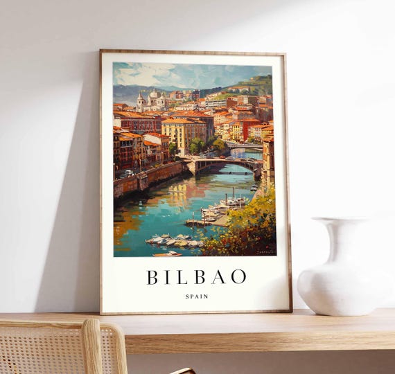 Bilbao Poster Spain Print Wall Art Guggenheim Museum Basque Country Skyline Travel