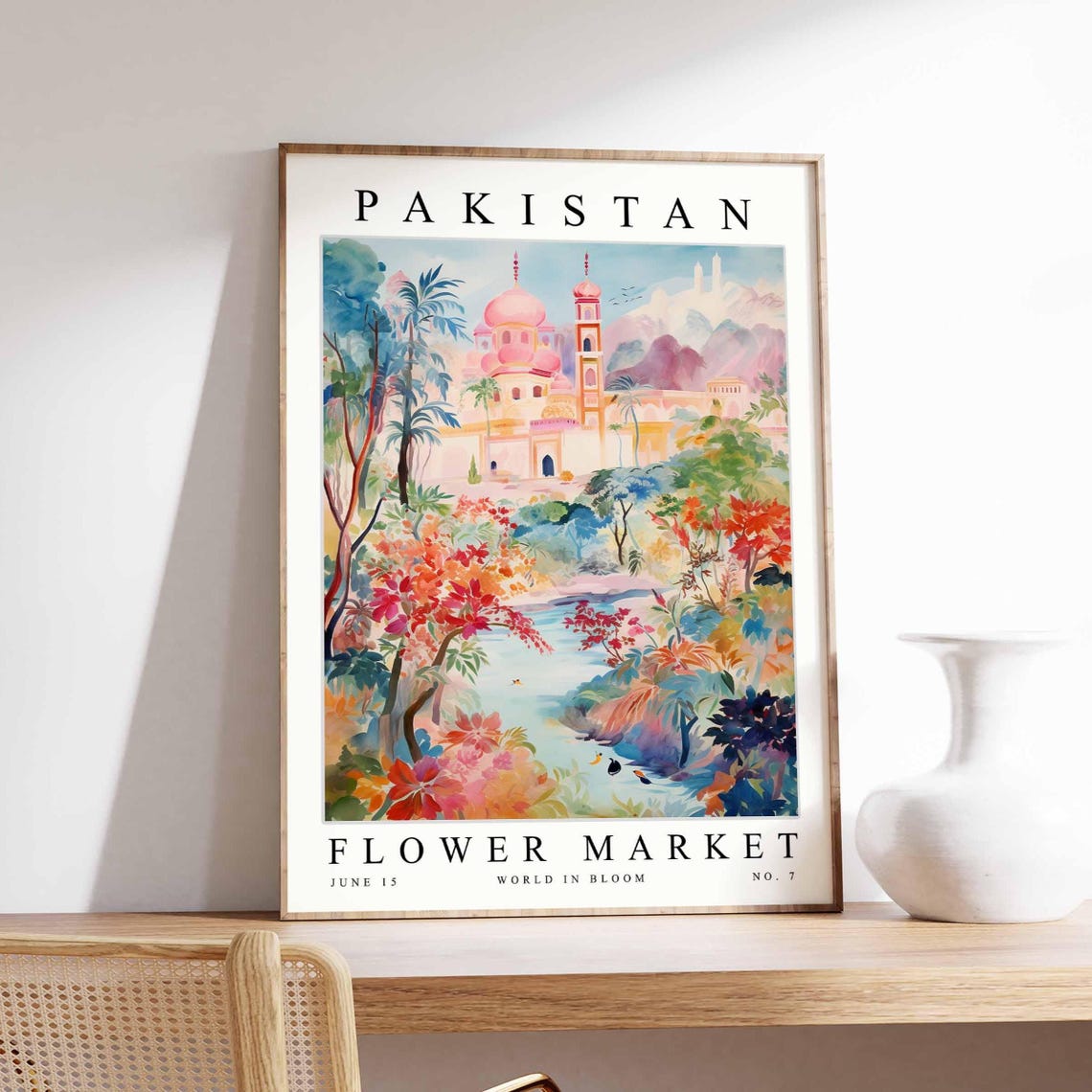 Pakistan Flower Market Poster Pakistanprint Pakistani Floral Wall Art Pakistanfloral Decor Botanical Asia Travel
