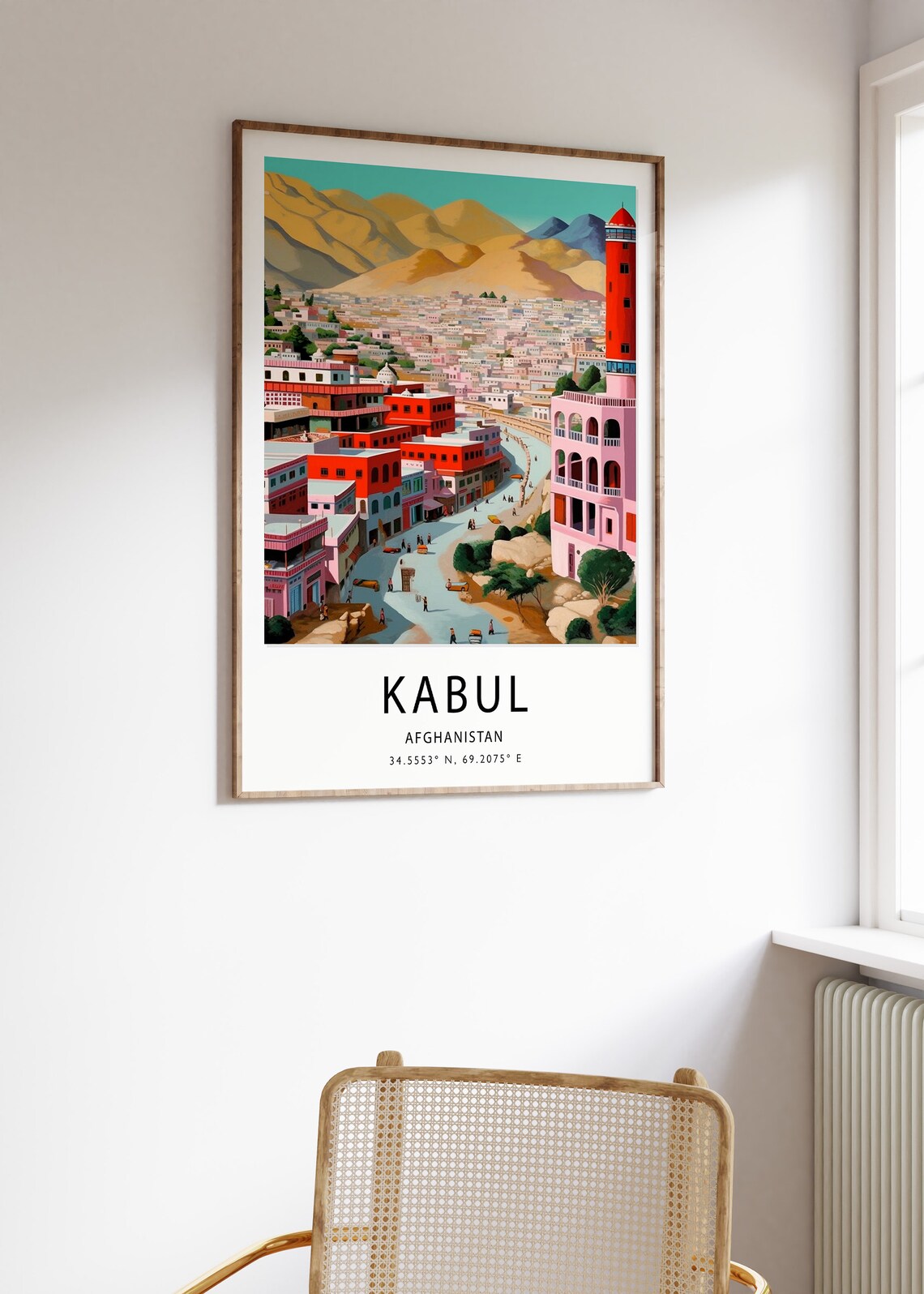 Kabul Afghanistan Travel Poster Mountain City And Red Tower Art - Image 3