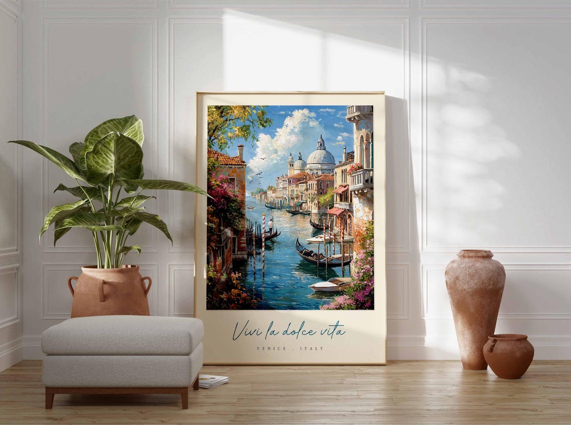 Venice Poster Italian Travel Print Venice Travel Art Venice Wall Art Italy Art Italy Travel Decor Italian Travel Gift - Image 3