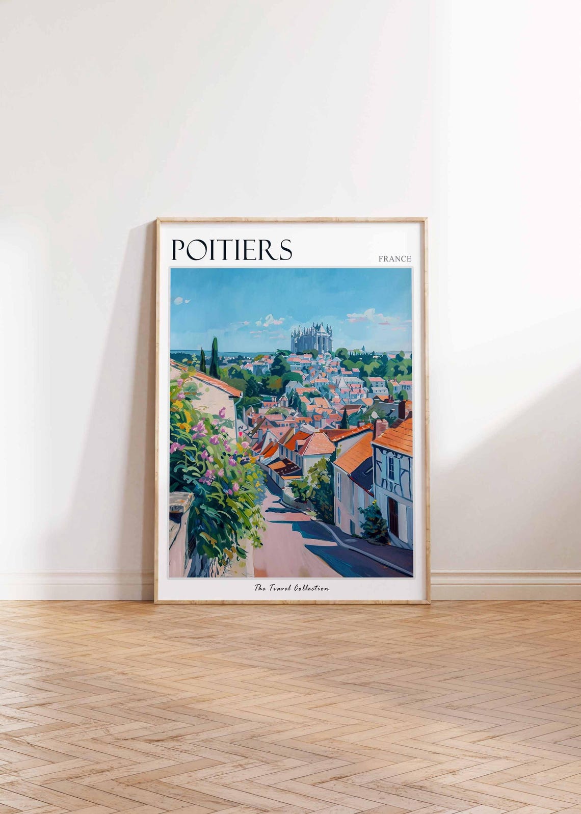 Poitiers France Sunlit Hillside Rooftops Cathedral City Poster - Image 2