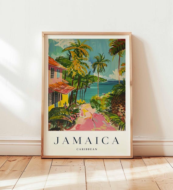 Jamaica Travel Poster Caribbean Island Art Reggae Culture Print