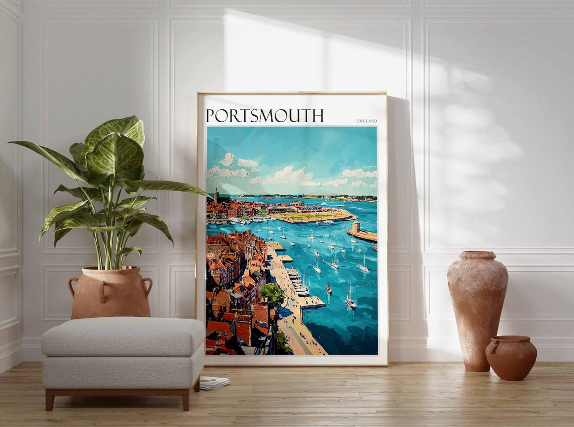 Portsmouth Poster Uk Travel Poster Coastal Wall Art British Decor Uk Home Decor Portsmouth Wall Art Portsmouth Travel Print Uk Print - Image 3