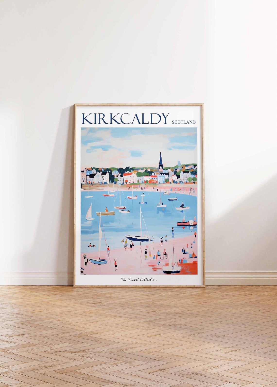 Kirkcaldy Scotland Harbor Sailboats Pink Sand Beach Travel Poster - Image 2