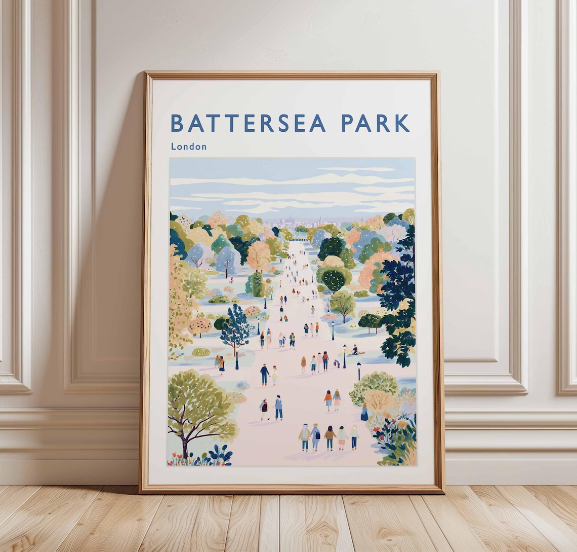 Battersea Park Vintage London Travel Poster