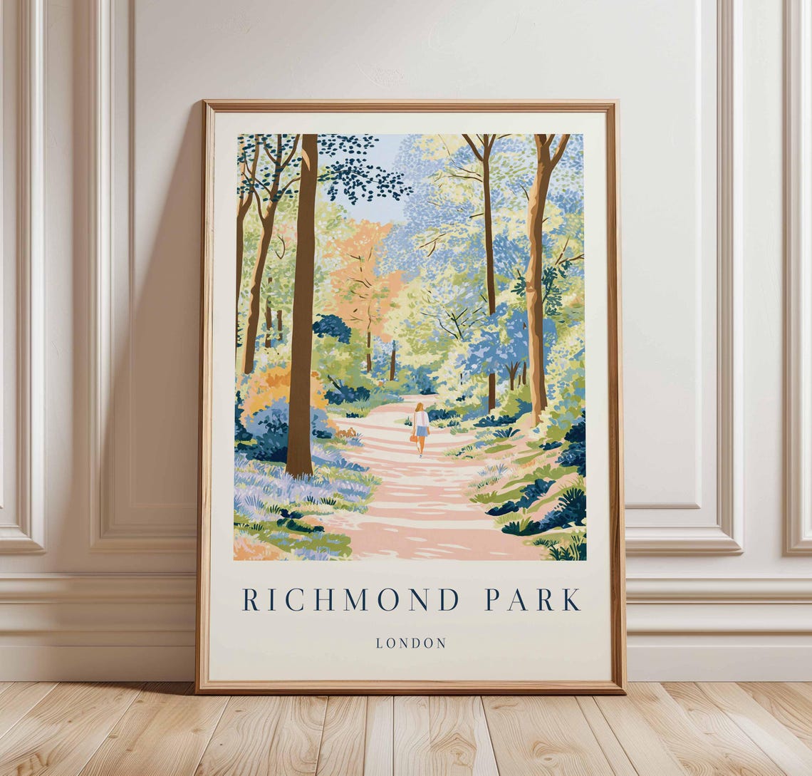 Richmond Park London Woodland Path Spring Forest Travel Art Poster