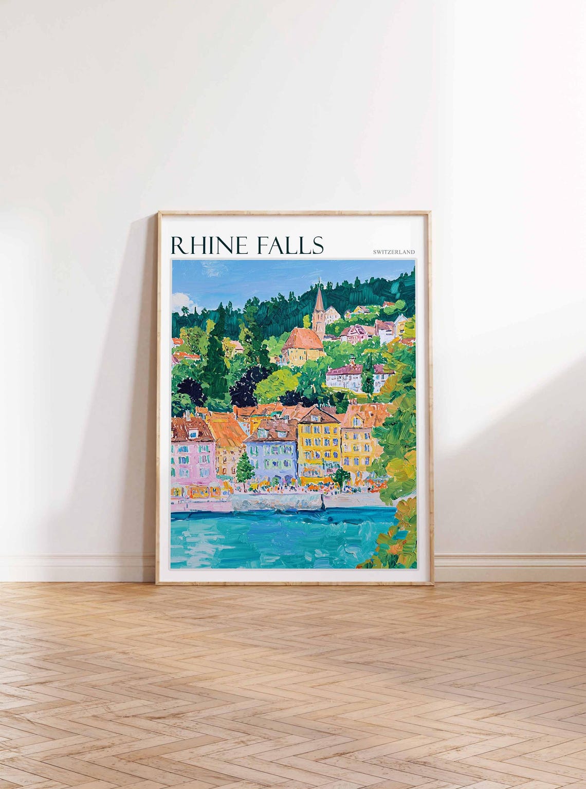 Rhine Falls Poster Rhine Falls Travel Print Swiss Decor Europe Travel Poster European Wall Art Switzerland Wall Art Botanical Decor - Image 2