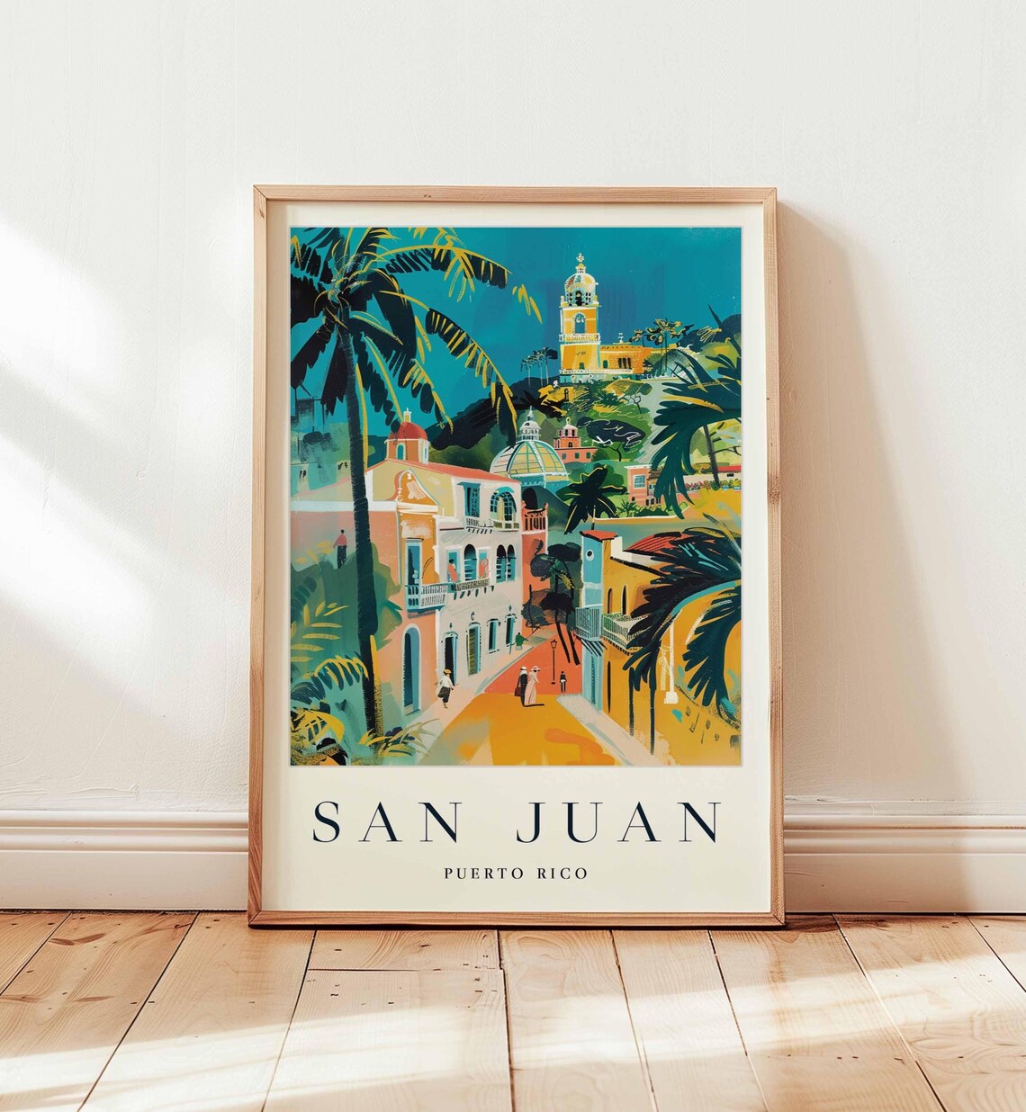 San Juan Puerto Rico Colorful Old Town Streets Caribbean Travel Poster