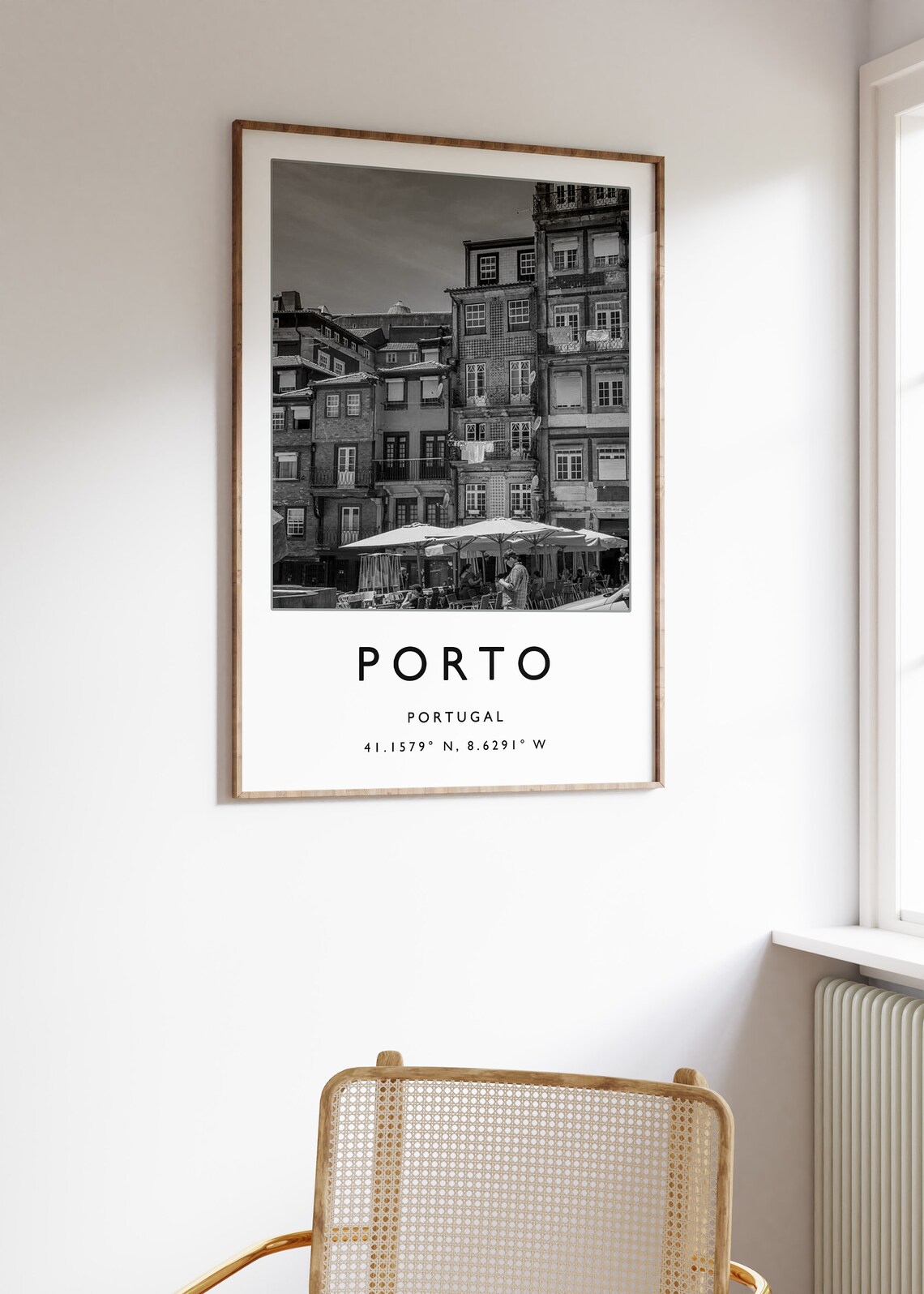 Porto Portugal Black and White Old Town Street Photo Travel Poster - Image 2