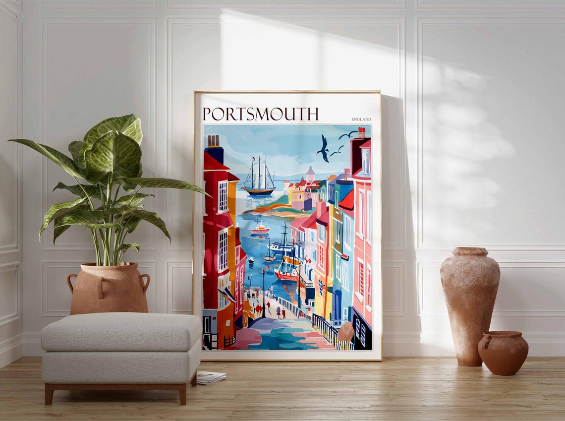 Portsmouth Poster Uk Travel Poster Coastal Wall Art British Decor Uk Home Decor Portsmouth Wall Art Portsmouth Travel Print Uk Print - Image 4