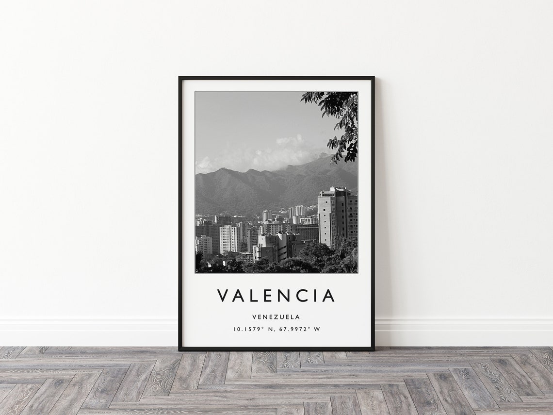 Valencia Venezuela Travel Print Valencia Travel Poster Venezuela Travel Print South America Travel Poster Travel Gift Black And White - Image 2