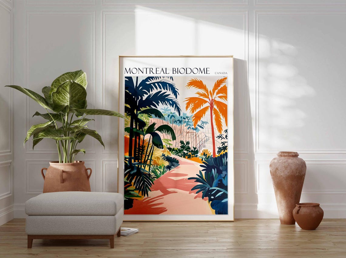Montreal Biodome Canada Modernist Palm Grove Walkway Travel Poster - Image 3