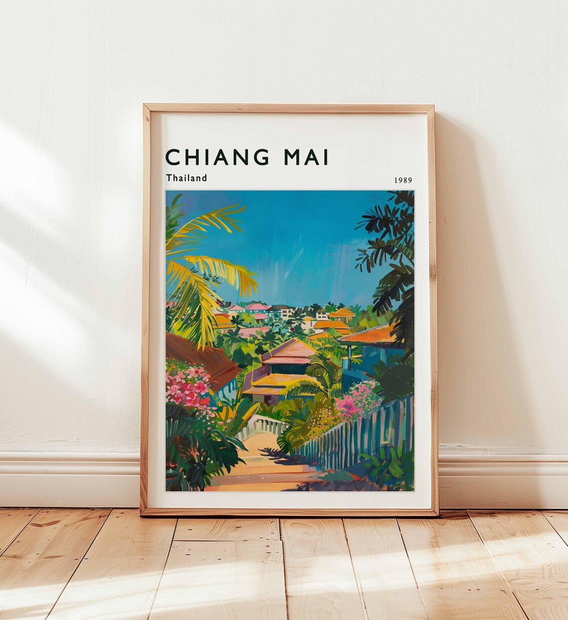 Chiang Mai Thailand 1989 Blooming Hillside Village Travel Poster