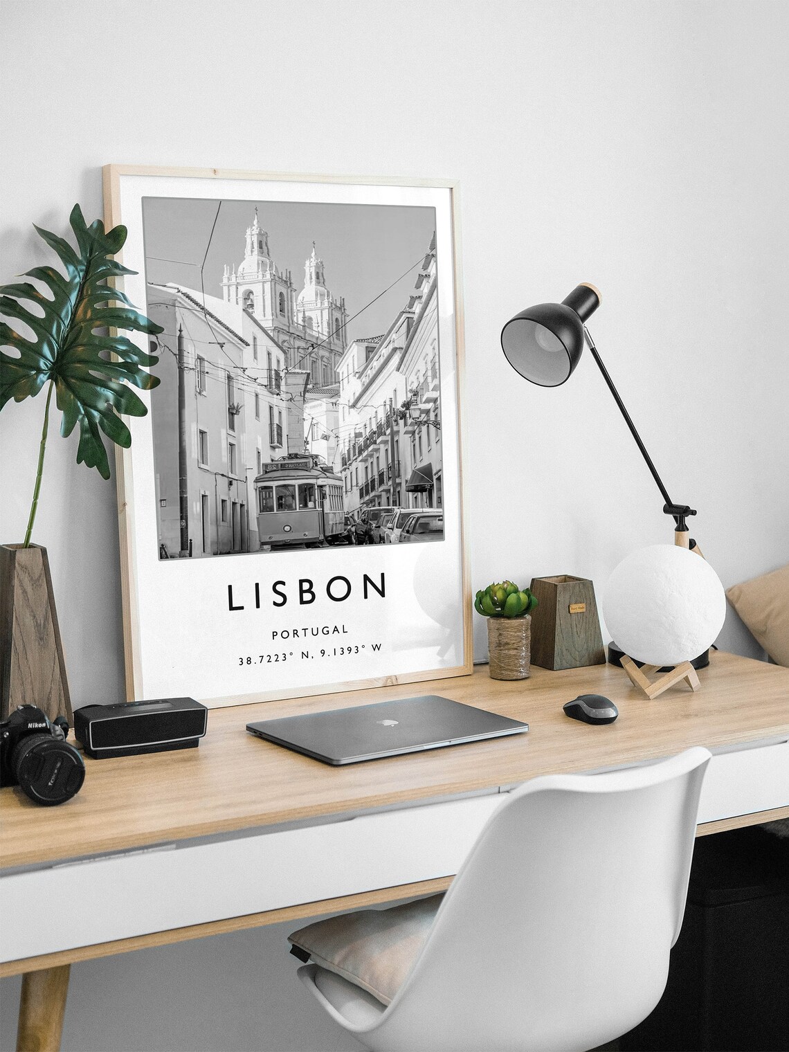 Lisbon Travel Poster, Portugal Black and White - Image 2