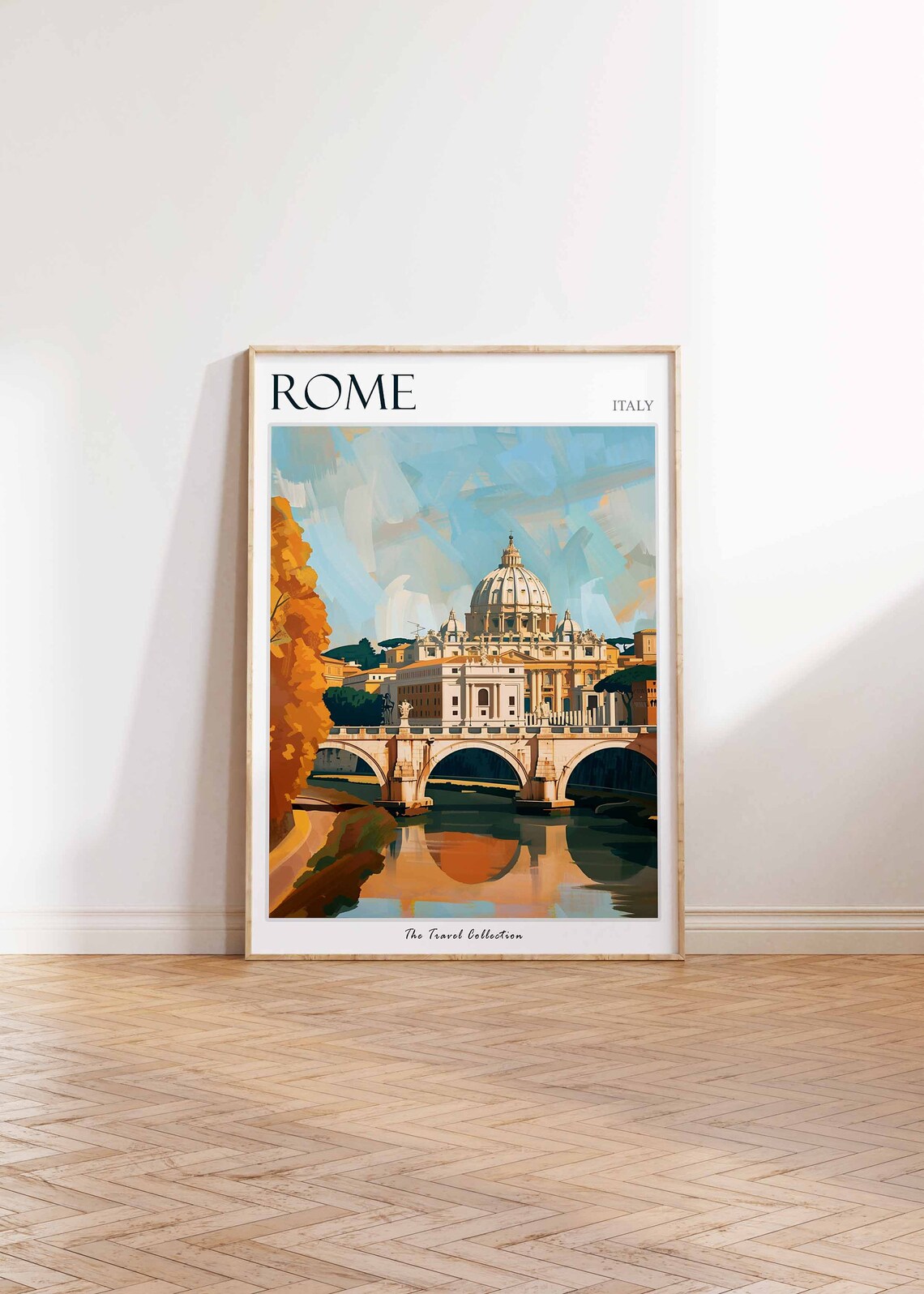 Rome Italy Colorful St Peters Basilica Bridge River Art Travel Poster - Image 2