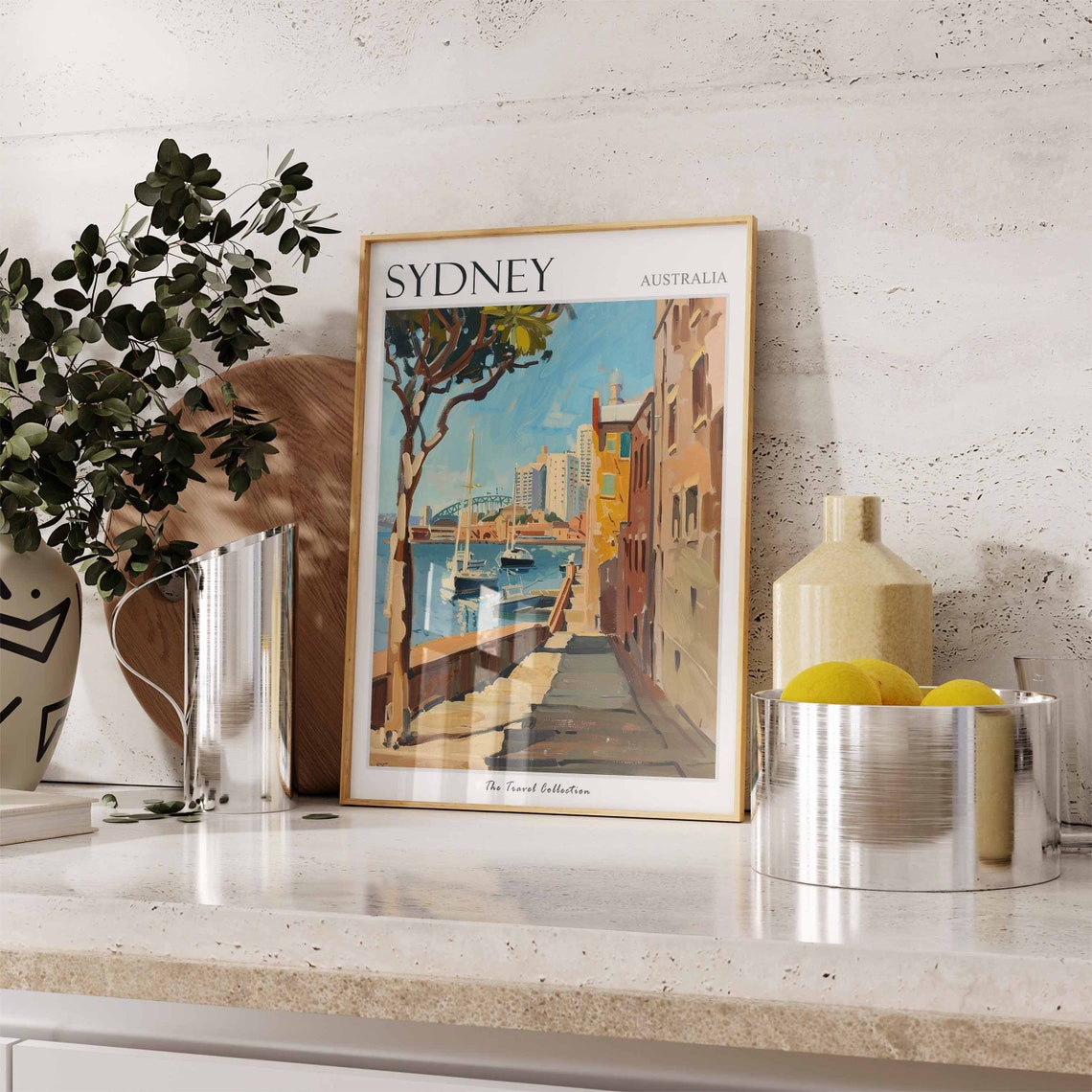 Sydney Australia Harbour Painting with Sailboats and Bridge Poster - Image 2