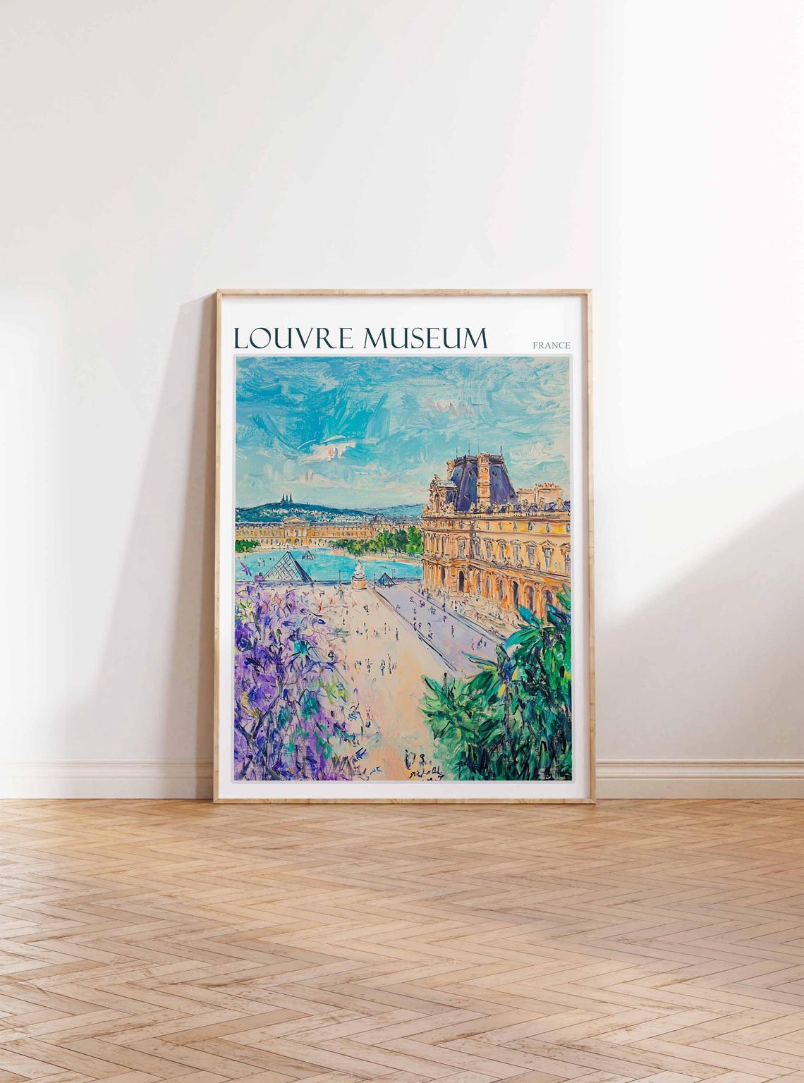 Louvre Museum Poster Louvre Museum Travel Print France Travel Poster Tropical Decor Travel Gift Floral Print Coastal Decor - Image 4