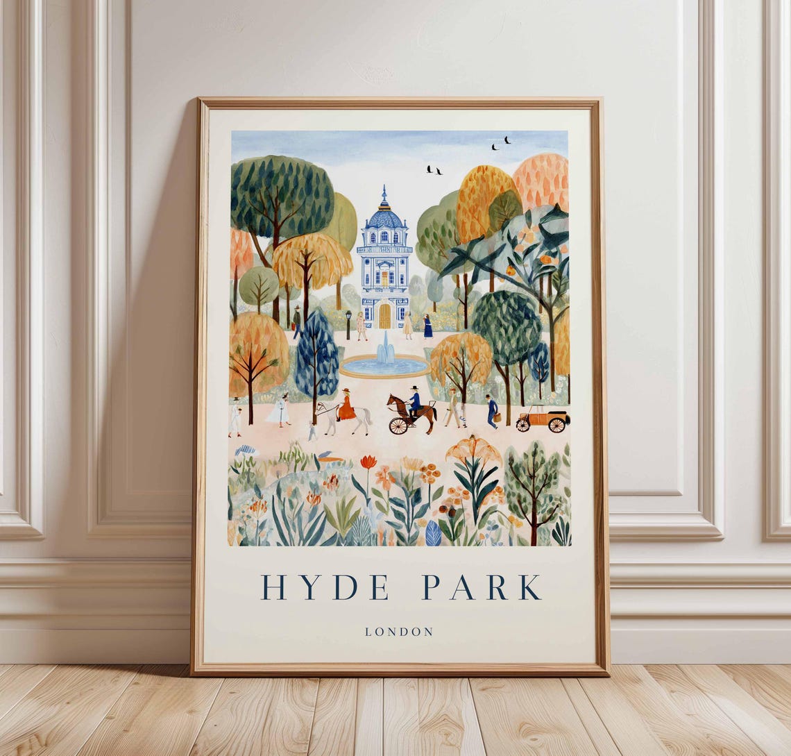 Hyde Park London Vintage Travel Poster