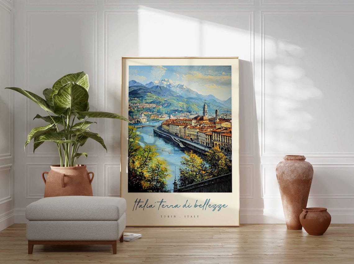 Turin Poster Italian Travel Print Turin Travel Art Turin Wall Art Italy Art Italy Travel Decor Italian Travel Gift - Image 3