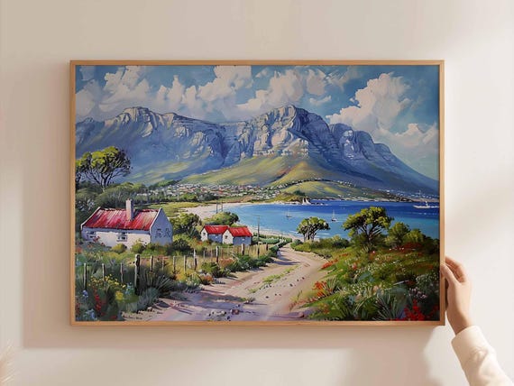 Cape Town Poster South Africa Travel Print African Wall Art Table Mountain Decor Safari Home