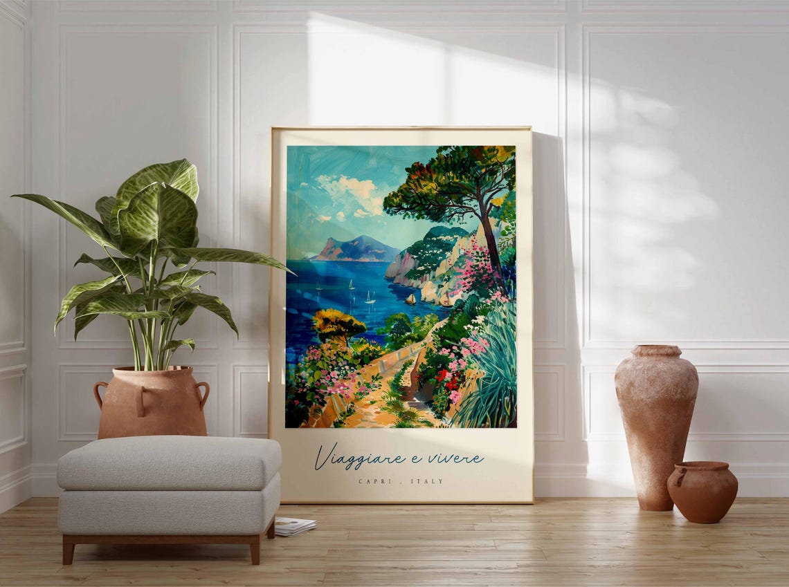 Capri Poster Capri Travel Print Capri Travel Art Capri Wall Art Italy Art Italy Travel Decor Italian Travel Gift - Image 3