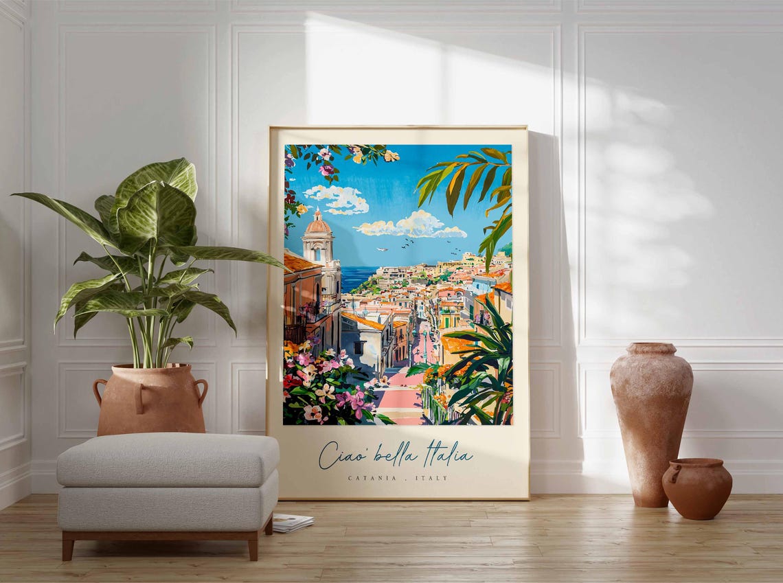Catania Poster Catania Travel Print Catania Travel Art Catania Wall Art Italy Art Italy Travel Decor Italian Travel Gift - Image 3