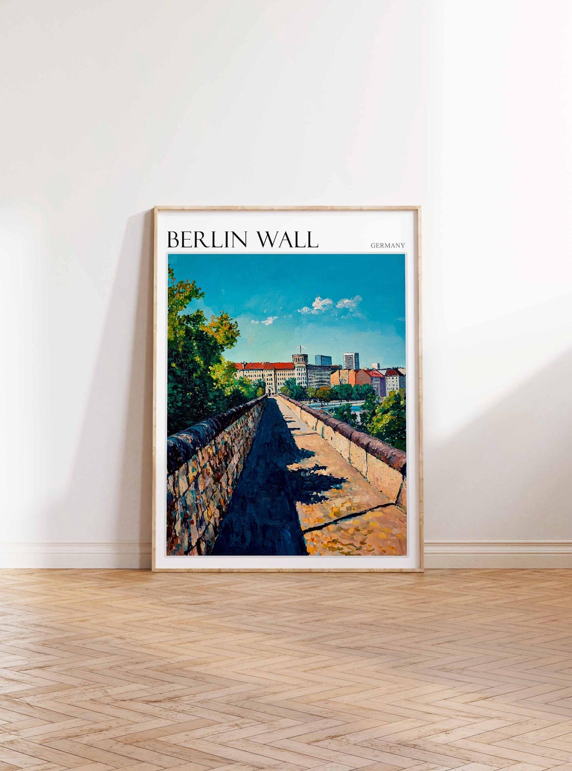 Berlin Wall Germany Historic Walkway Skyline Blue Sky Art Poster - Image 3