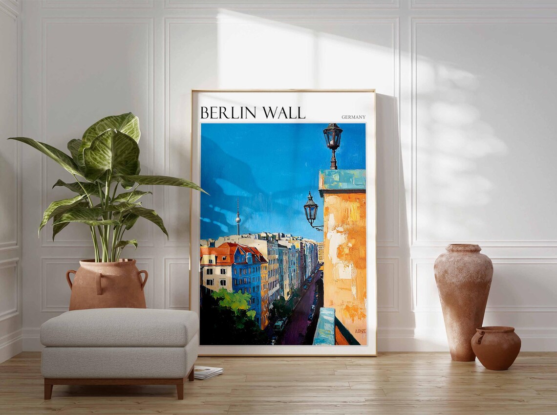 Berlin Wall Germany City Street TV Tower Sunny View Art Poster - Image 2