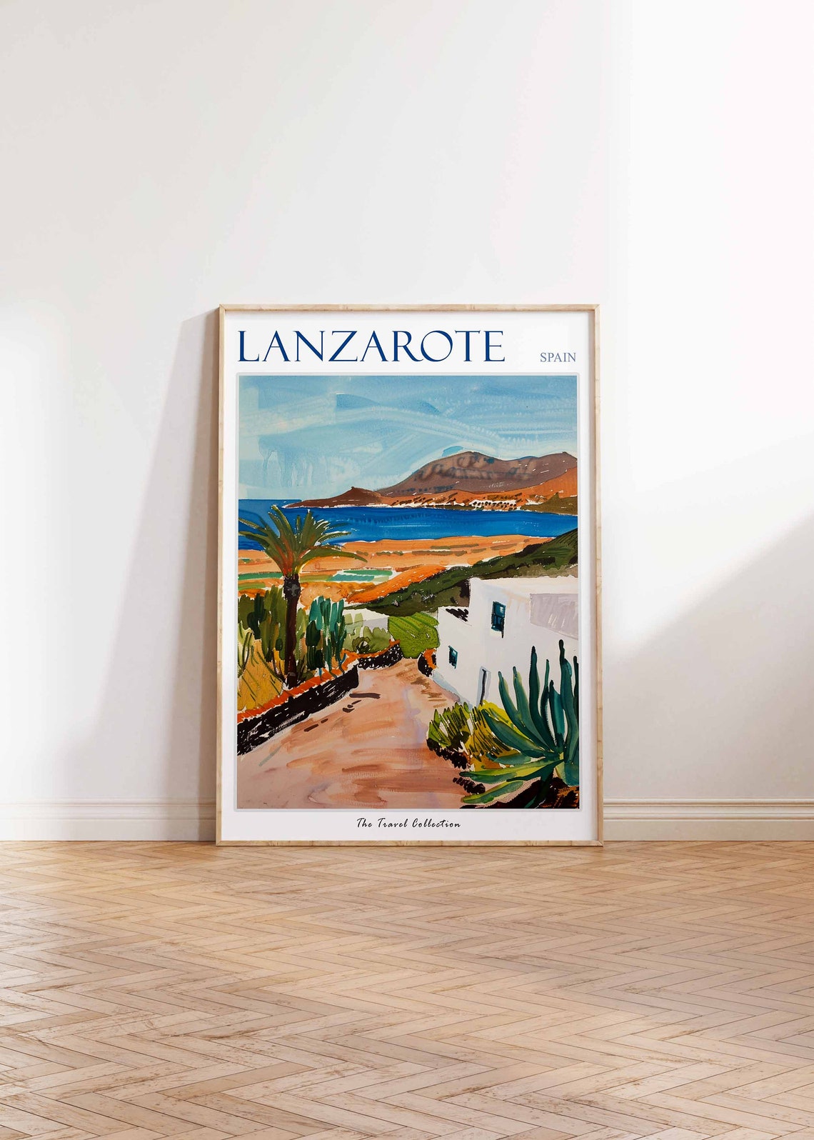 Lanzarote Spain Volcanic Coast White Villa Travel Collection Poster - Image 2