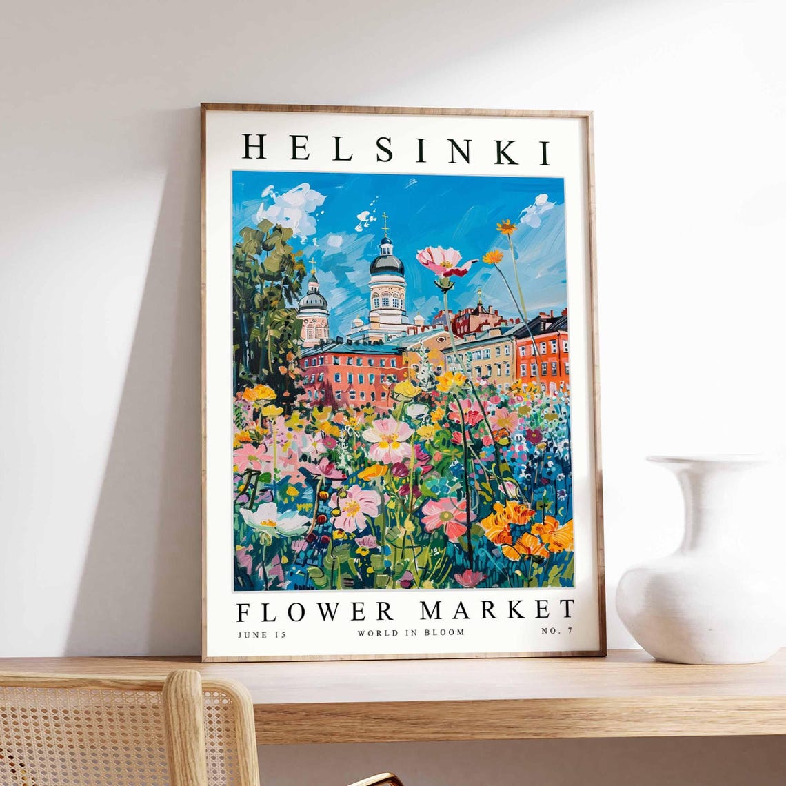 Helsinki Flower Market Onion Domes Cosmos Flower Garden Poster